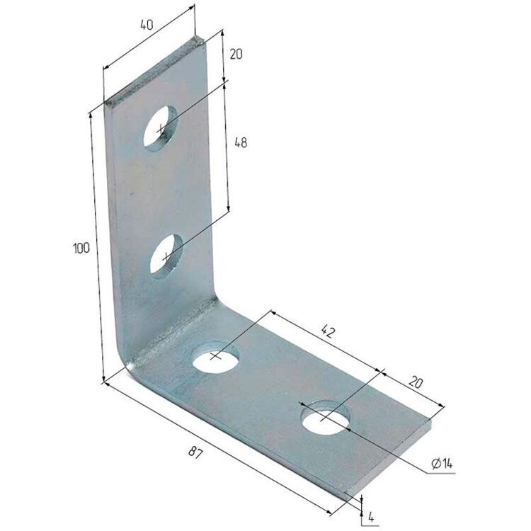 Уголок 90 градусов 101х40х87х4